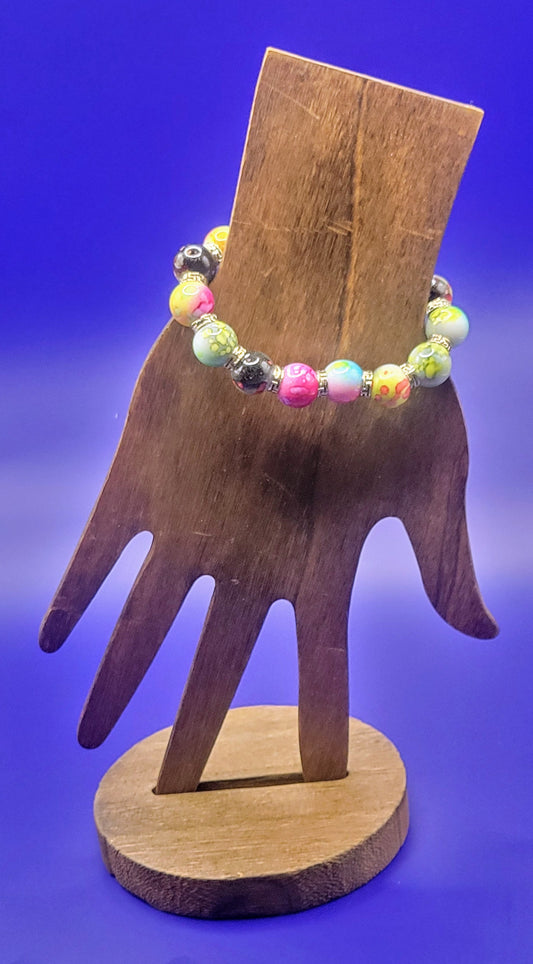 Multicolored marble beaded bracelet