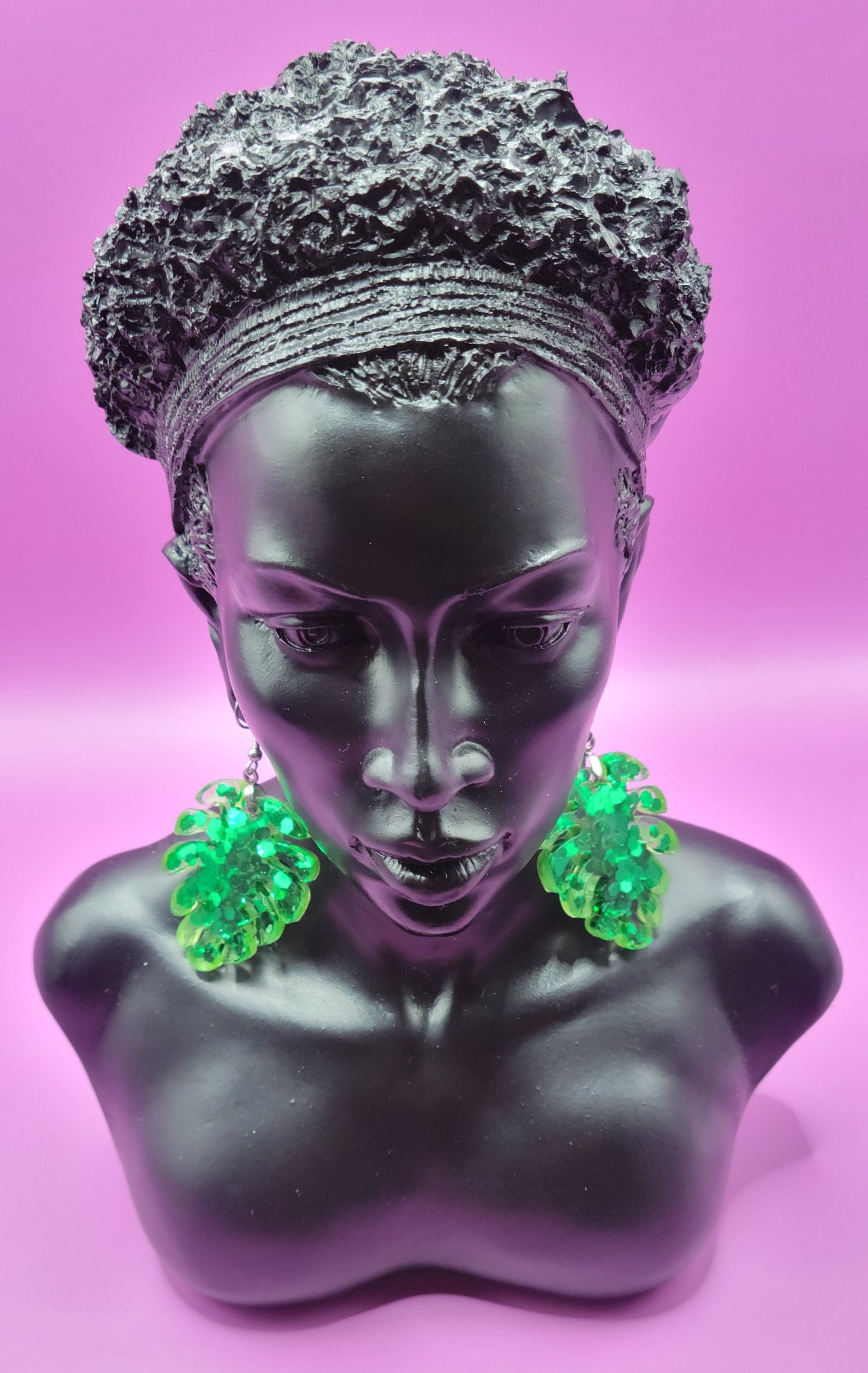 Green leaf earrings