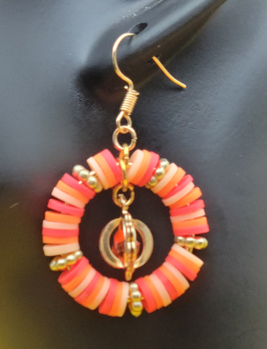 Gold and Orange clay bead set