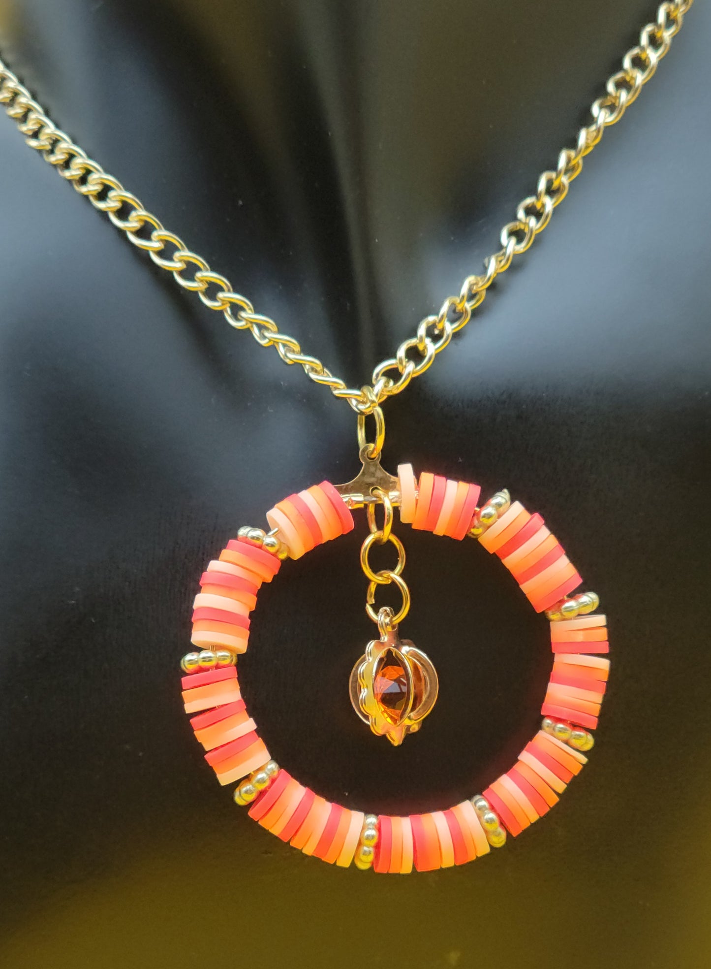 Gold and Orange clay bead set