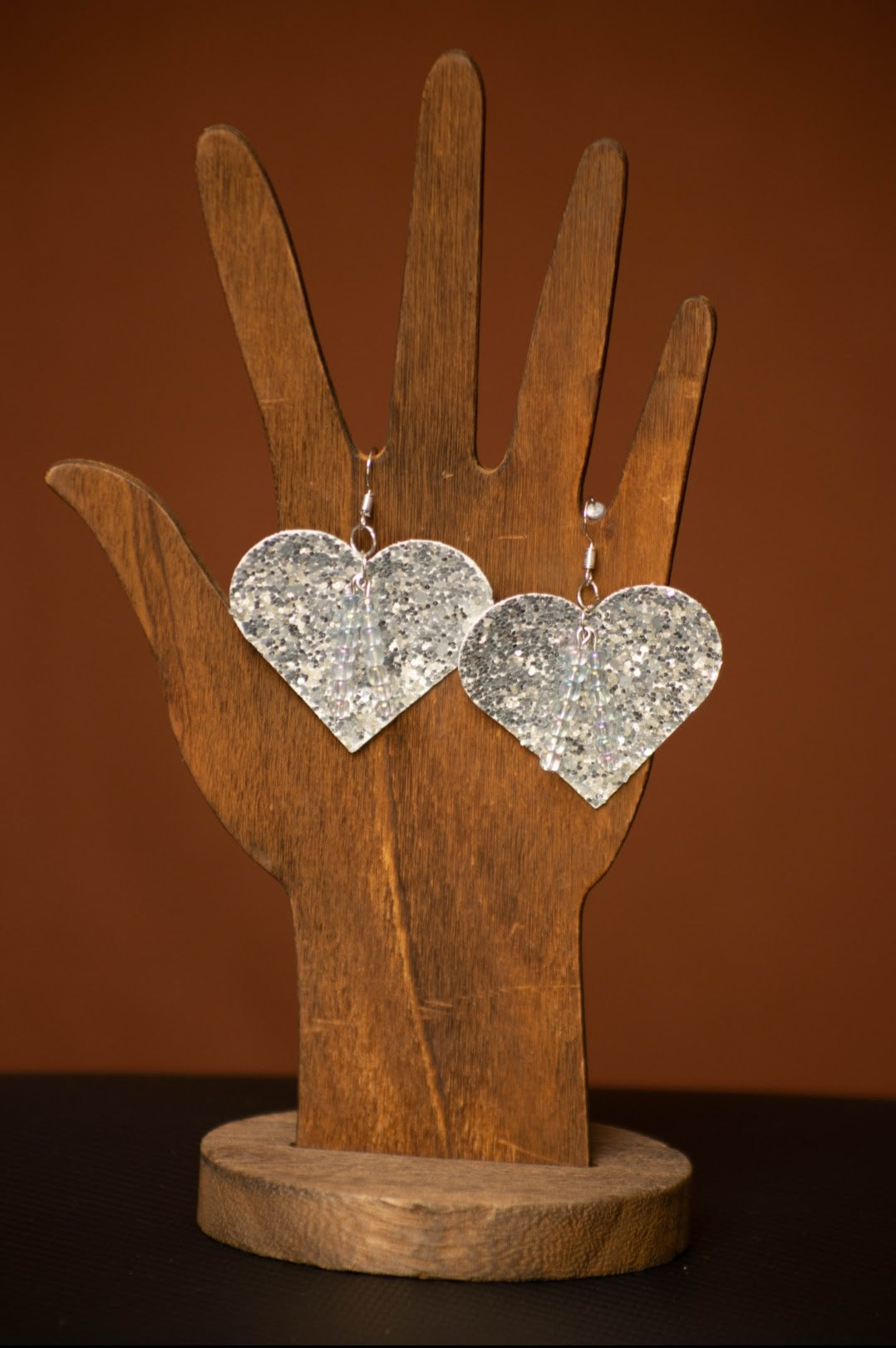 Silver Sparkle heart Earrings